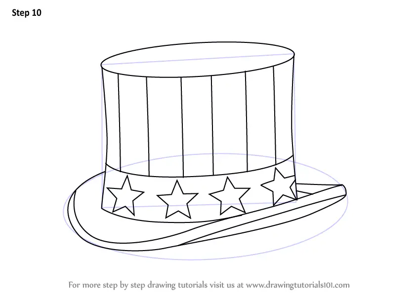 How to Draw Uncle Sam's Hat (Hats) Step by Step