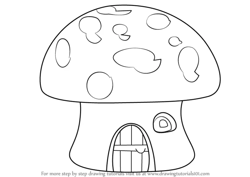 Learn How To Draw A Mushroom House Houses Step By Step Drawing Tutorials