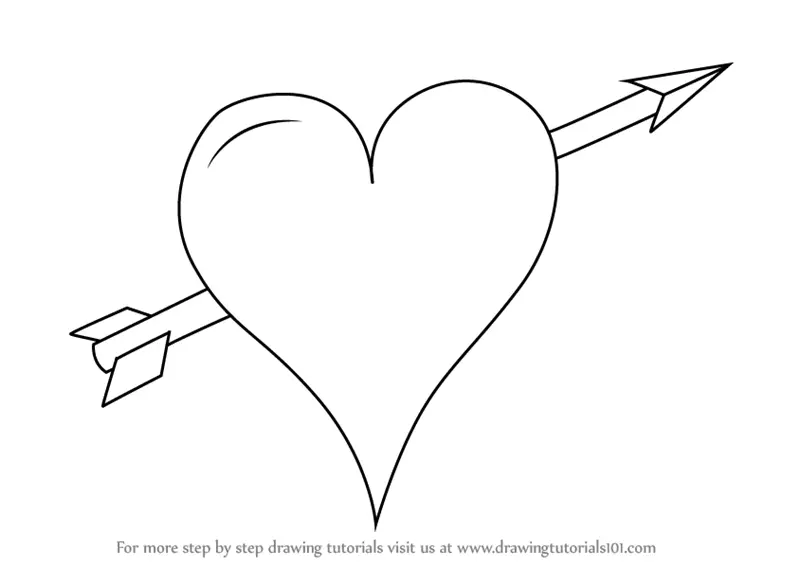 How to Draw Heart with Arrow (Love) Step by Step