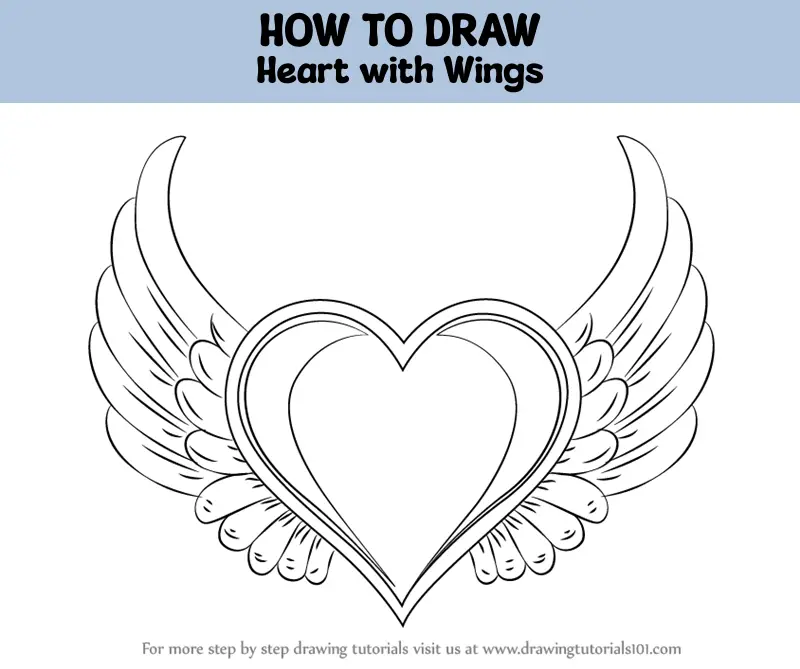 cool hearts with wings to draw