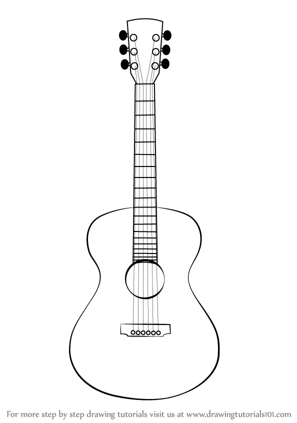 How to Draw an Acoustic Guitar (Musical Instruments) Step by Step