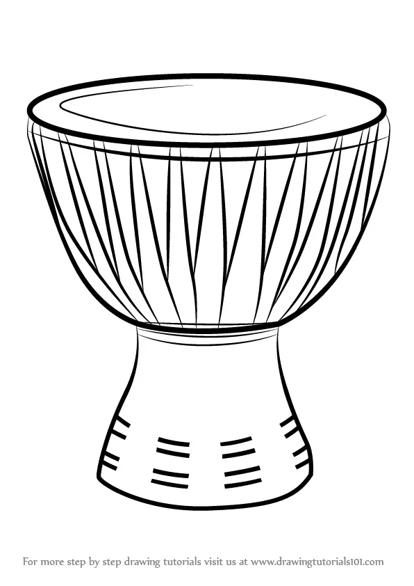 Learn How to Draw an African Drum (Musical Instruments) Step by Step