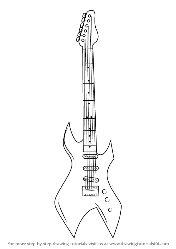 Learn How To Draw An Electric Guitar Musical Instruments Step By
