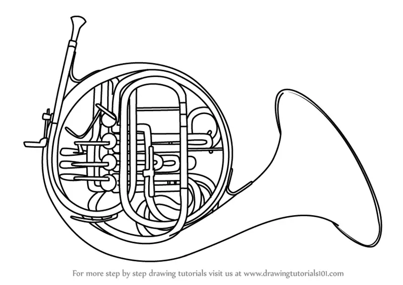 How to Draw a French Horn (Musical Instruments) Step by Step ...
