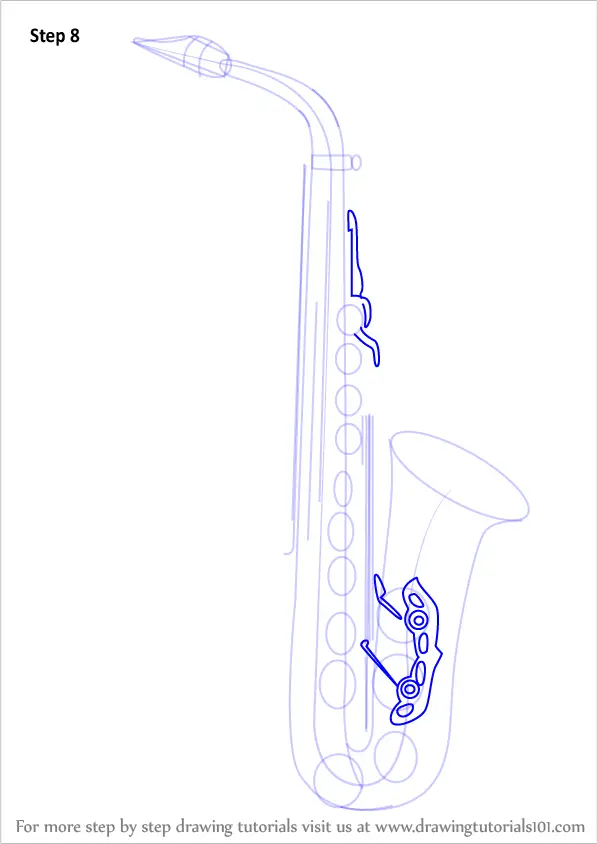 Learn How to Draw a Saxophone (Musical Instruments) Step by Step