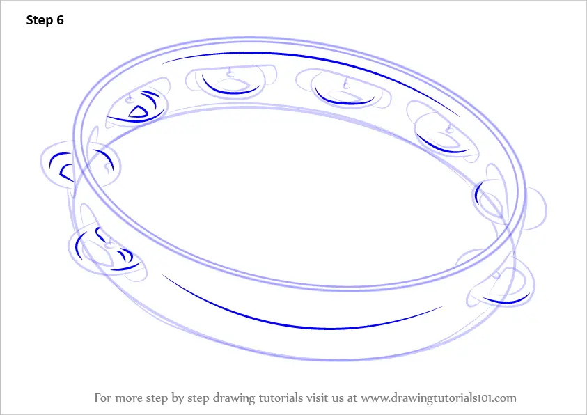 Step by Step How to Draw Tambourine