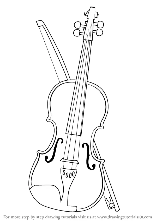 How to Draw a Violin (Musical Instruments) Step by Step