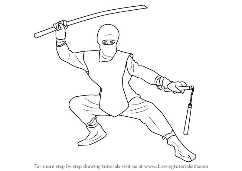 Premium Vector | Funny ninja drawing for kids page