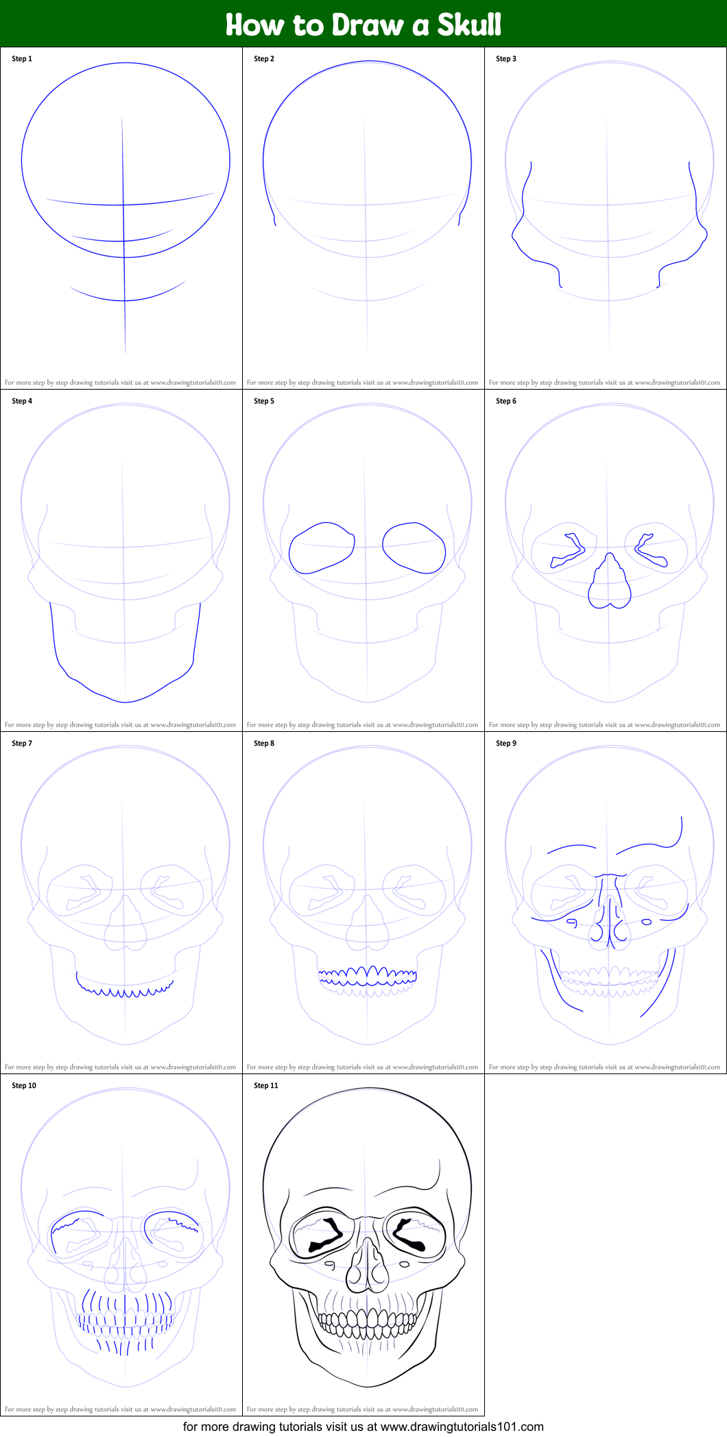 How To Draw A Human Skull Step By Step Drawing Tutorials Skulls ...