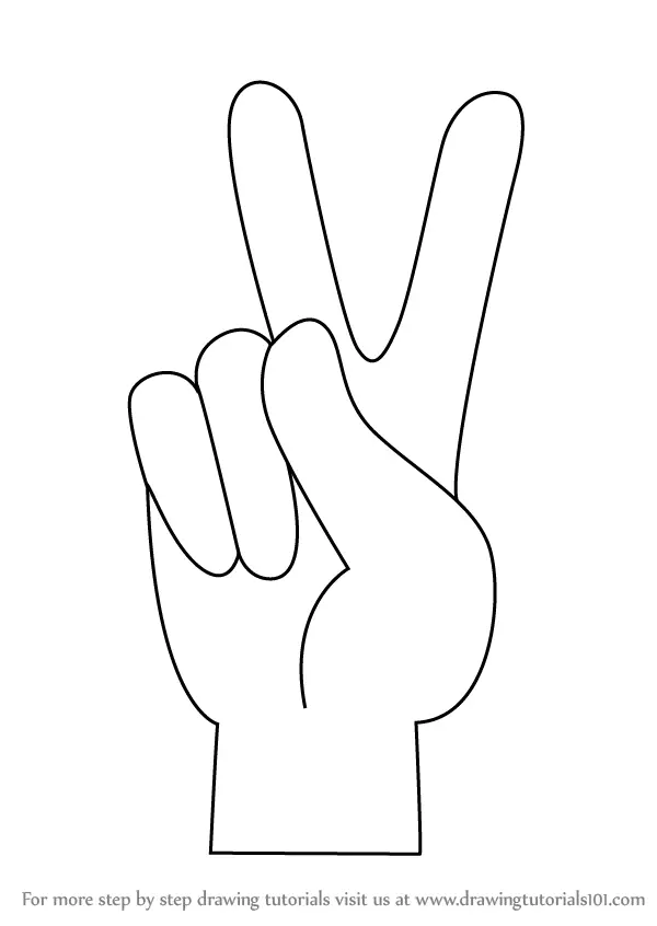 How to Draw Peace Sign Hand (Symbols) Step by Step