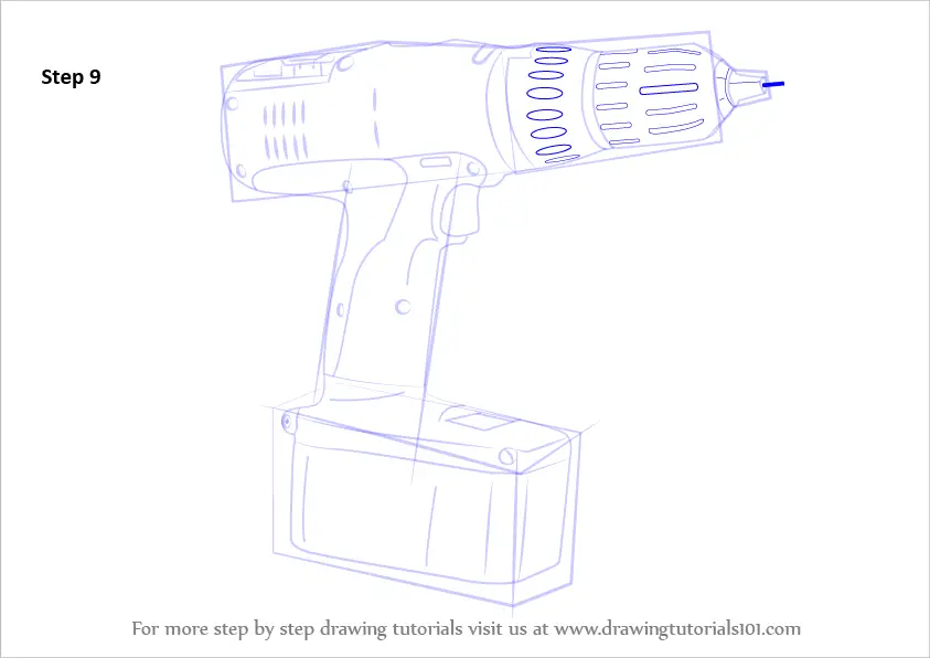 How to Draw a Drill Machine (Tools) Step by Step