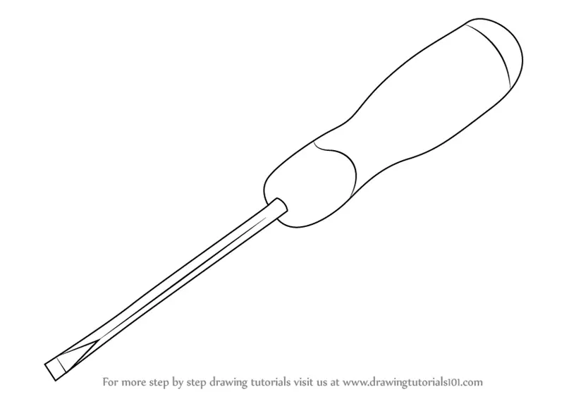 how to draw a screwdriver