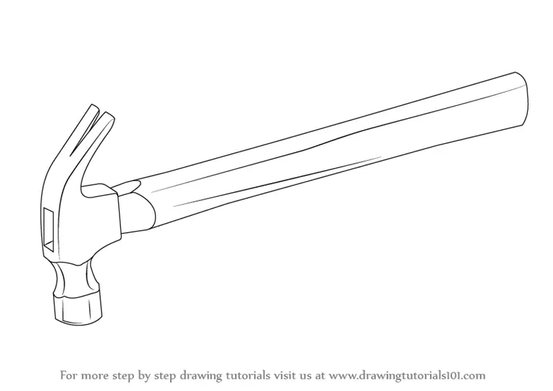 Learn How to Draw a Hammer (Tools) Step by Step : Drawing Tutorials