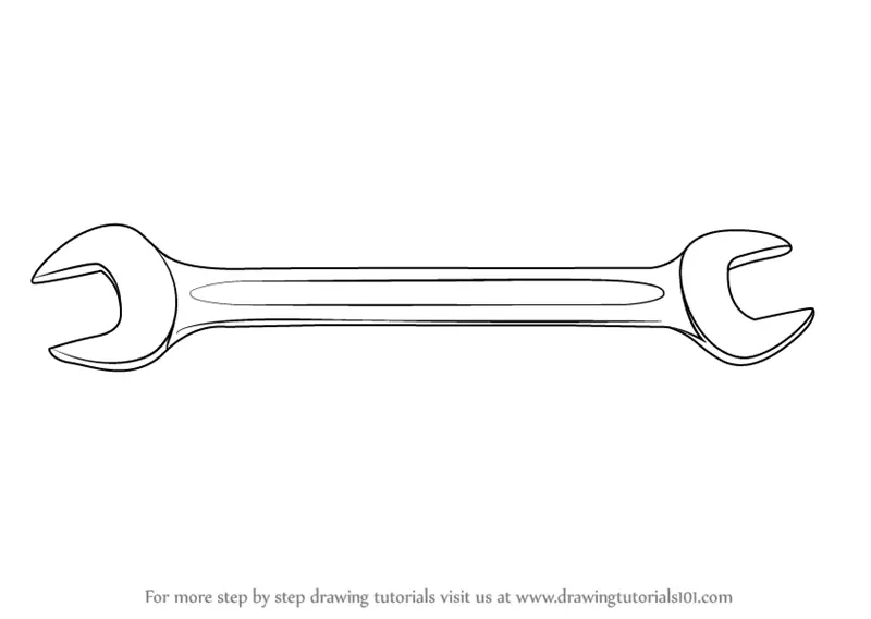 Learn How to Draw Open End Spanner Tools Step by Step 