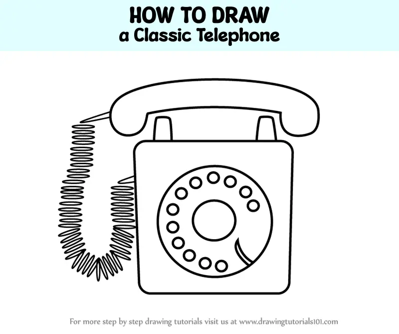 How to Draw a Classic Telephone (Vintage Items) Step by Step ...