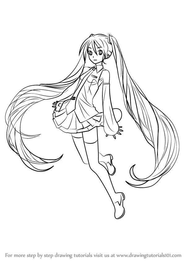 Learn How to Draw Hatsune Miku from Vocaloid Vocaloid