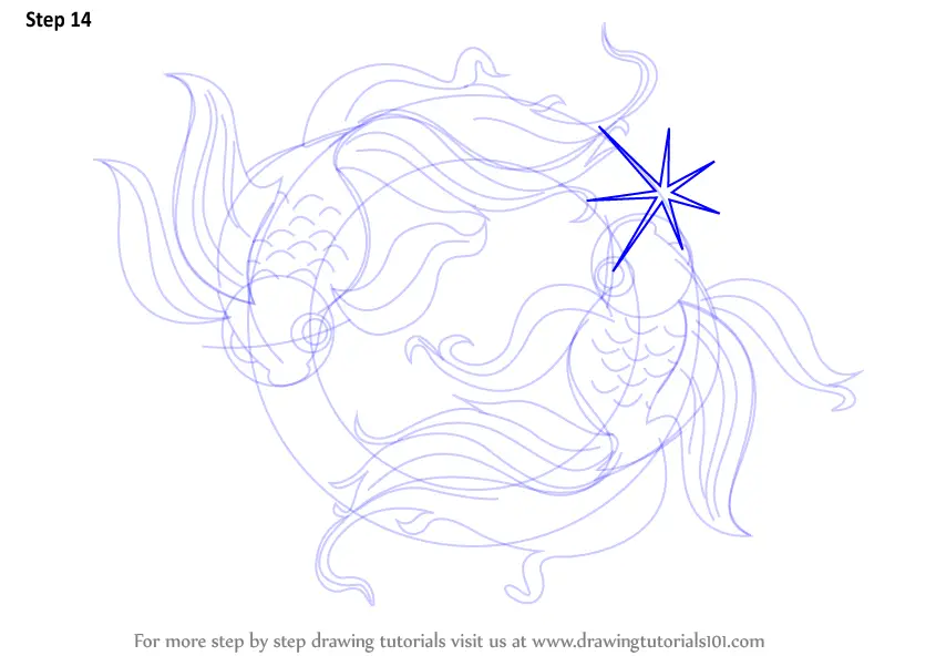 Learn How to Draw Pisces Zodiac Sign (Zodiac Signs) Step by Step