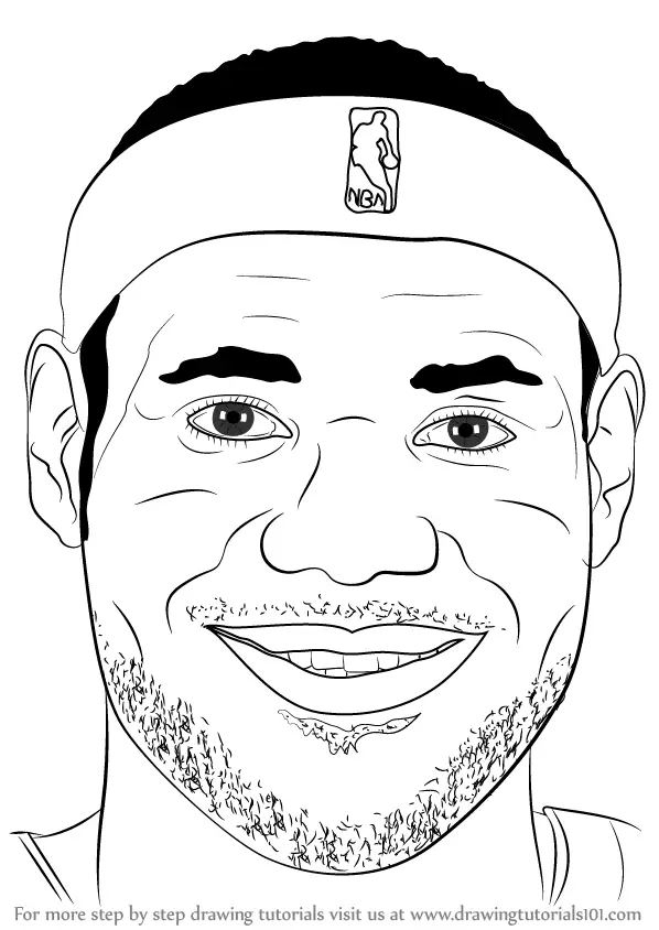 Learn How to Draw LeBron James Face (Basketball Players) Step by Step :  Drawing Tutorials
