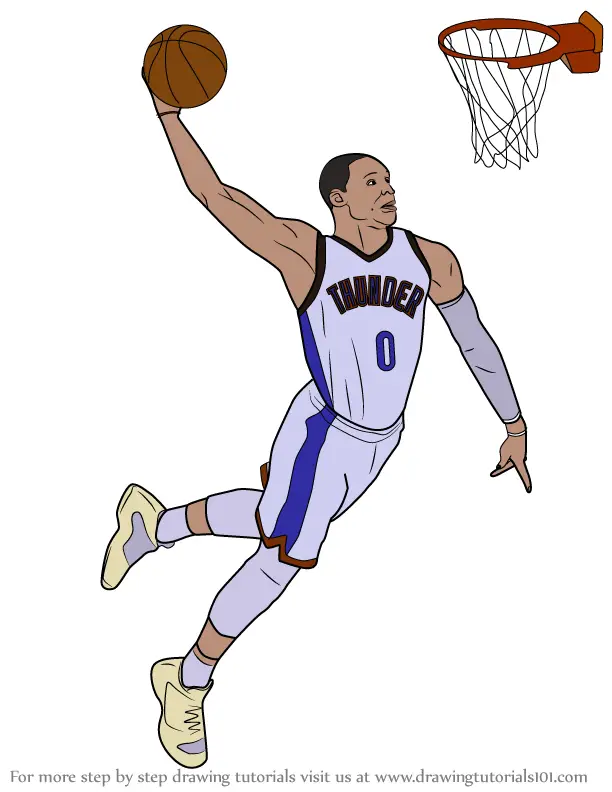 Russell Westbrook Psn Fortnite Learn How To Draw Russell Westbrook Dunking Basketball Players Step By Step Drawing Tutorials