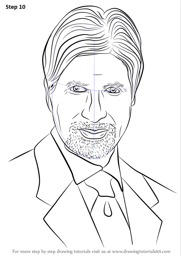 Learn How to Draw Amitabh Bachchan (Celebrities) Step by Step : Drawing