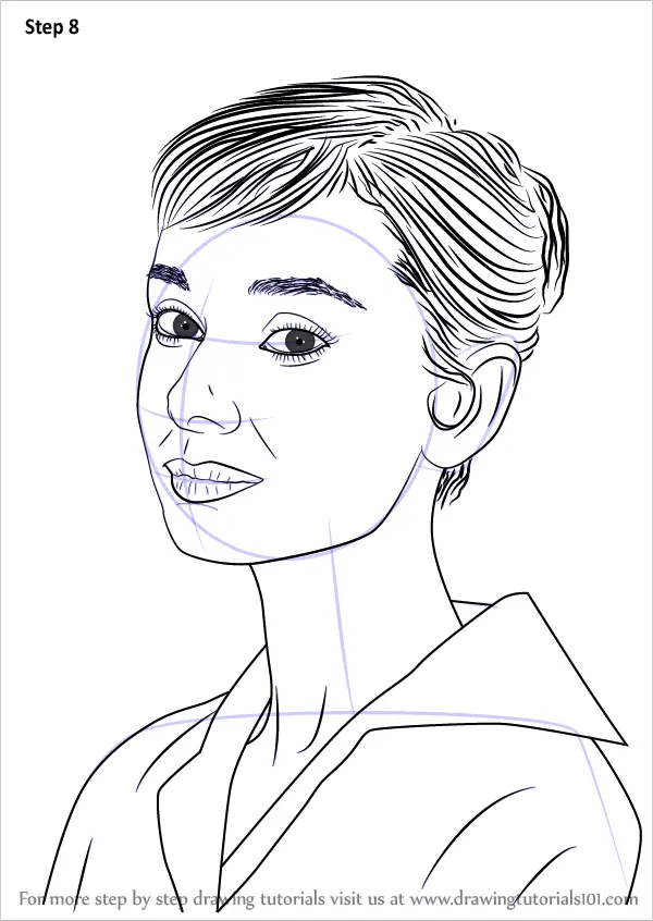 Learn How to Draw Audrey Hepburn (Celebrities) Step by Step : Drawing