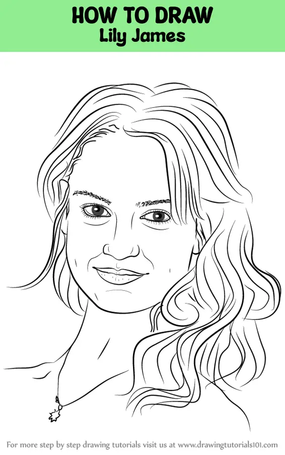 How to Draw Lily James (Celebrities) Step by Step | DrawingTutorials101.com