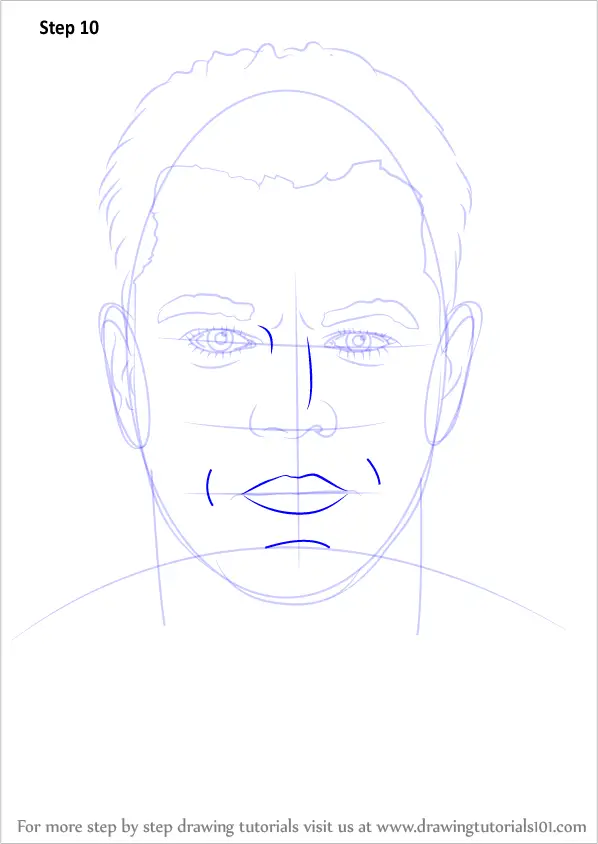 Step by Step How to Draw Matt Damon : DrawingTutorials101.com