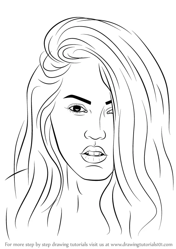 How to Draw Megan Fox (Celebrities) Step by Step | DrawingTutorials101.com