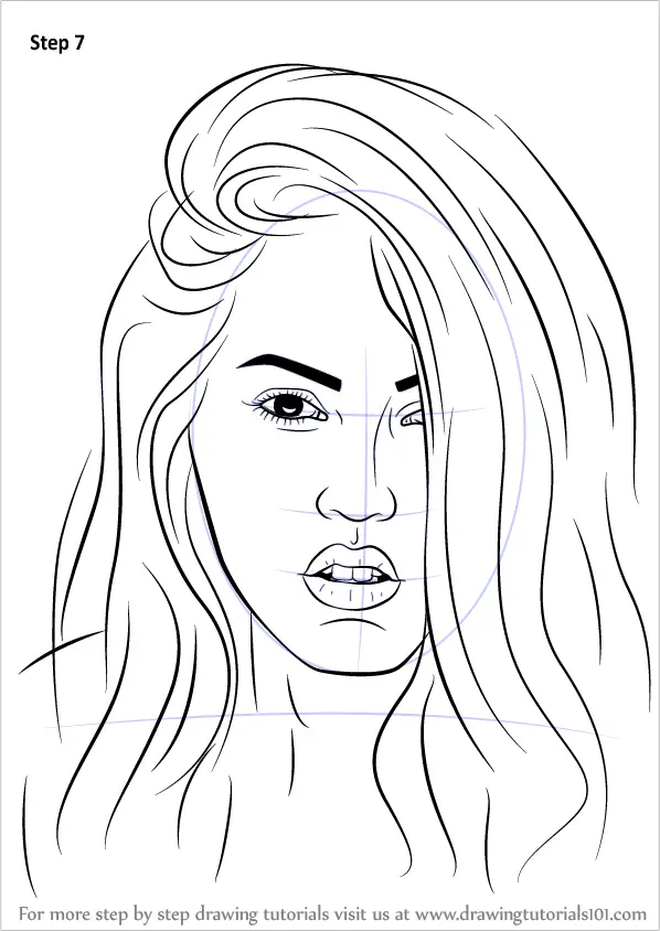 Learn How to Draw Megan Fox (Celebrities) Step by Step : Drawing Tutorials