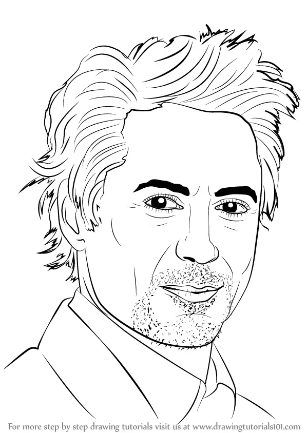 Learn How to Draw Robert Downey Jr (Celebrities) Step by Step : Drawing