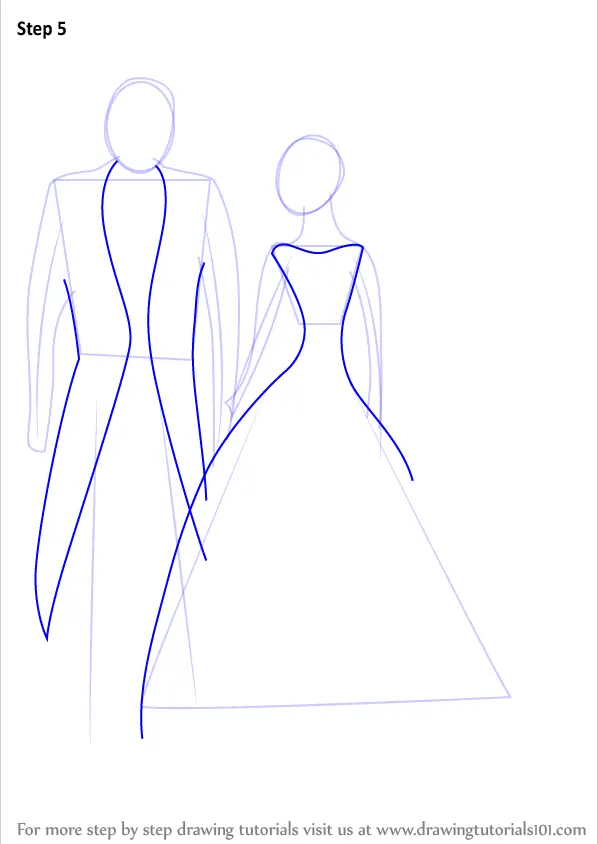 Step by Step How to Draw Bride and Groom for Kids