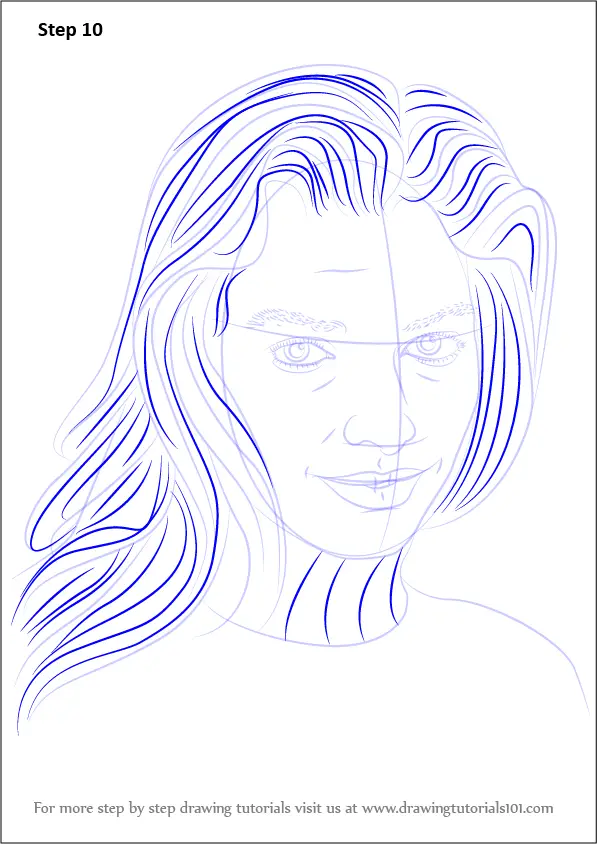 How to Draw Jessica Hart (Female Models) Step by Step ...