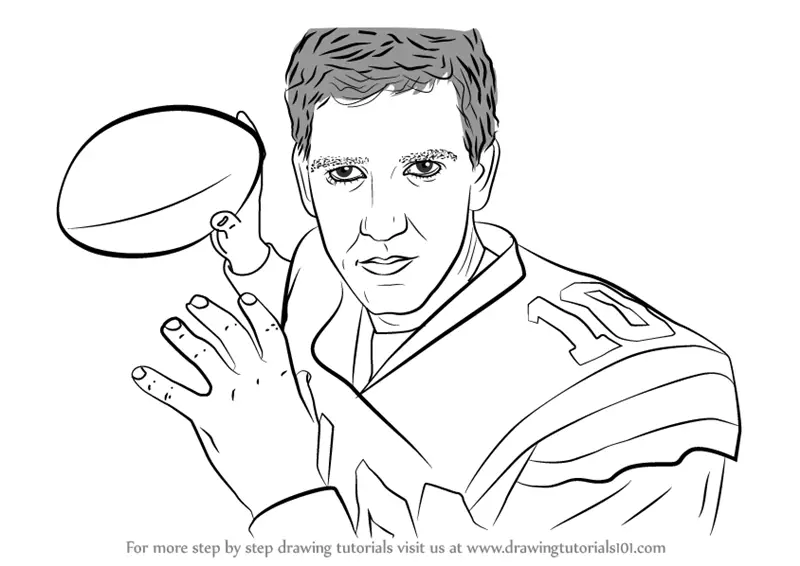How to Draw Eli Manning (Footballers) Step by Step