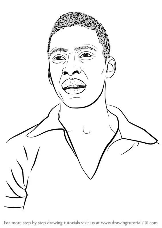 How to Draw Pele (Footballers) Step by Step