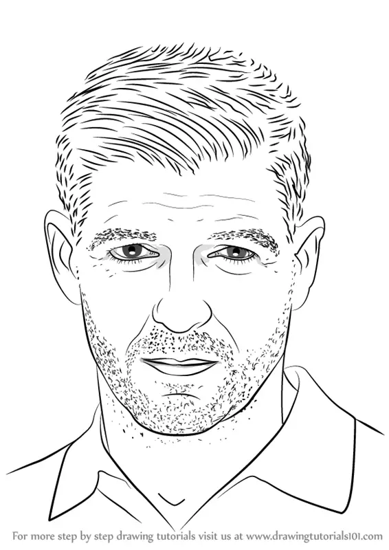 Learn How to Draw Steven Gerrard (Footballers) Step by Step : Drawing