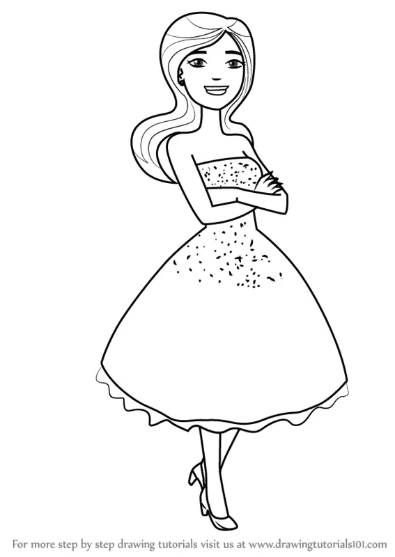 Learn How To Draw A Beautiful Girl In Black Dress Girls Step By Step Drawing Tutorials