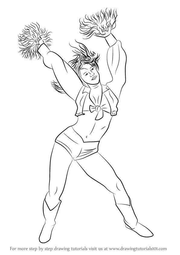 How to Draw a Cheerleader (Girls) Step by Step