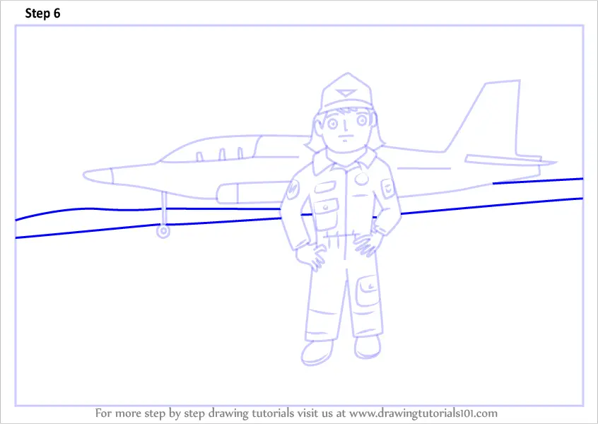 Learn How To Draw An Airforce Pilot For Kids Scene Other Occupations Step By Step Drawing Tutorials