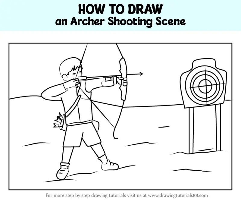 How To Draw An Archer Shooting Scene Printable Step By Step Drawing ...