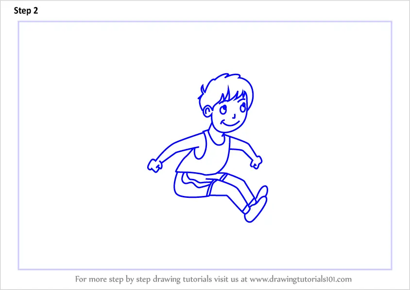 How to Draw a Boy Long Jump Sports Scene (Other Occupations) Step by