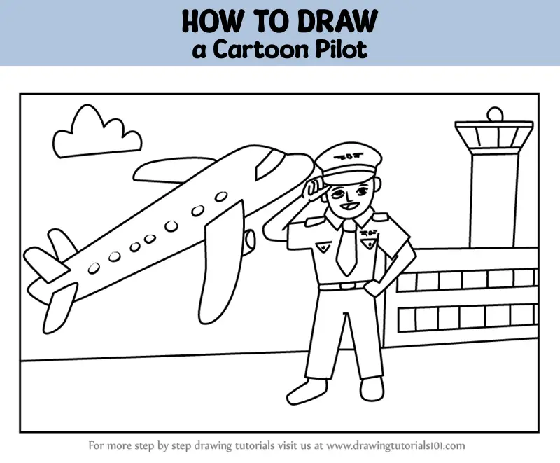 How to Draw a Cartoon Pilot (Other Occupations) Step by Step ...