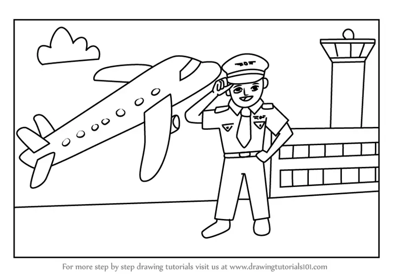 Single continuous line drawing female pilot  Stock Illustration  79267718  PIXTA