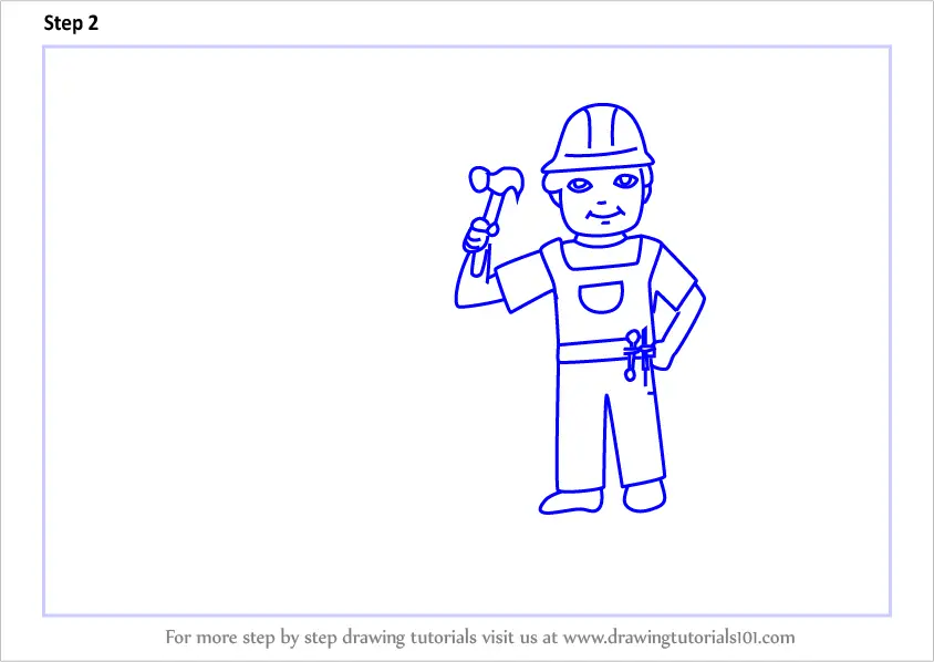 How to Draw a Construction Worker Scene (Other Occupations) Step by