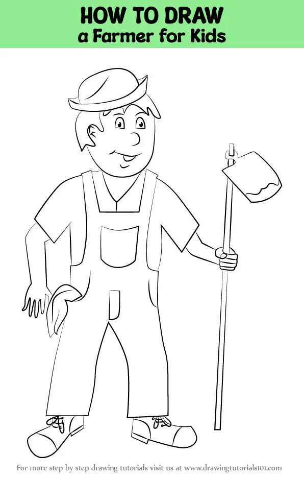 How to Draw a Farmer for Kids (Other Occupations) Step by Step ...