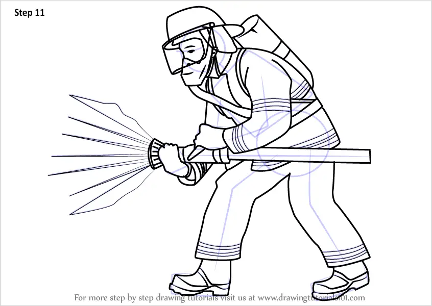 How to Draw a Fireman (Other Occupations) Step by Step ...