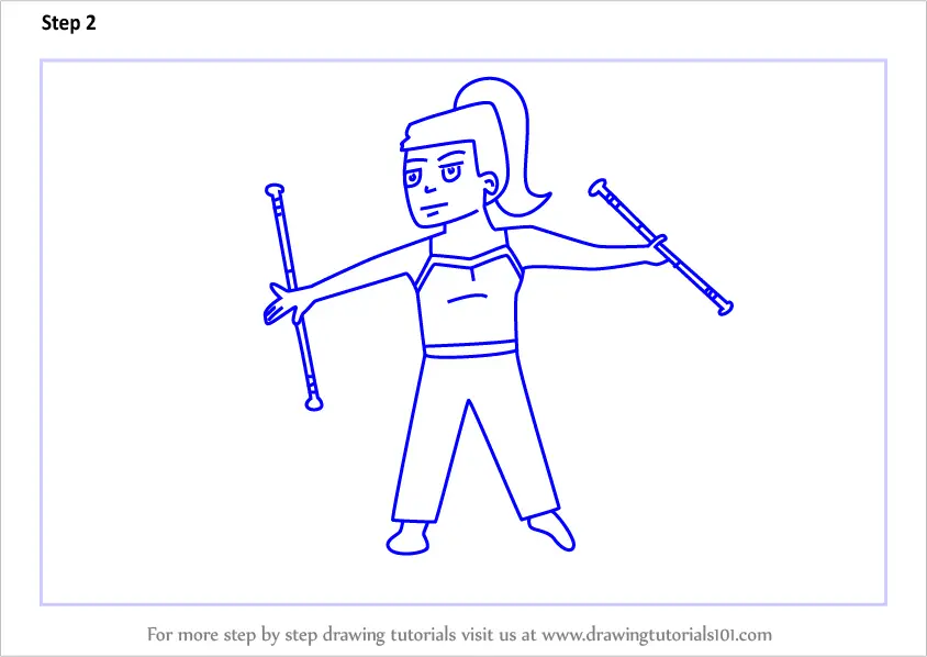 How to Draw a Girl Baton Twirling Sport (Other Occupations) Step by