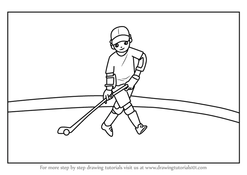 We continue to draw the top part of the hockey player. Learn How to Draw a Hockey Player Scene (Other Occupations ...