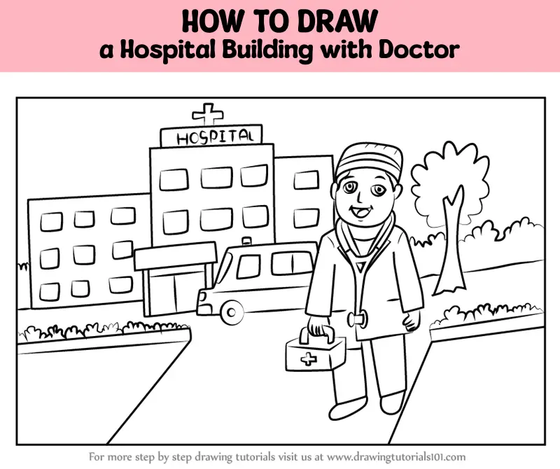 How to draw Hospital Step by Step, Hospital Drawing video, Hospital  Coloring, Doodle drawing - YouTube