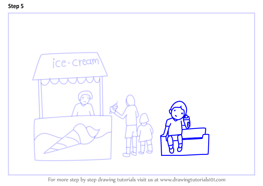 Learn How to Draw an Ice Cream Seller (Other Occupations) Step by Step