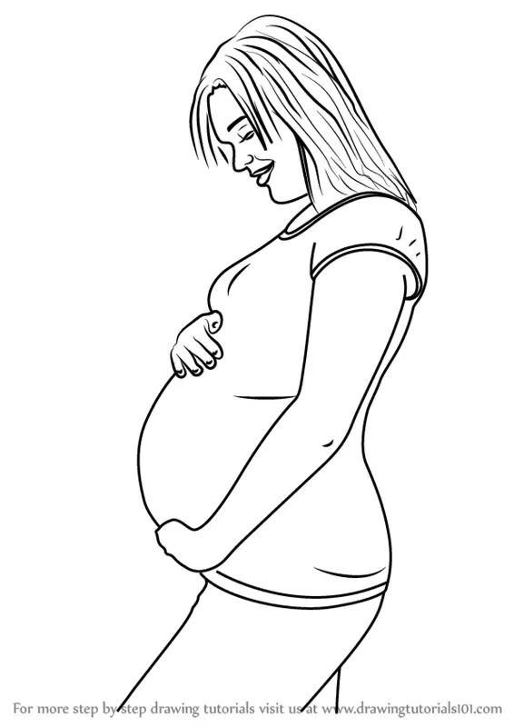 pencil sketch of a happy pregnant l... - OpenDream